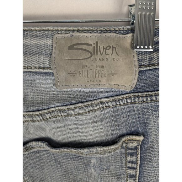 Silver Jeans Womens 28/27 Izzy Ankle Skinny Blue Floral Embroidered Distressed - Picture 6 of 9